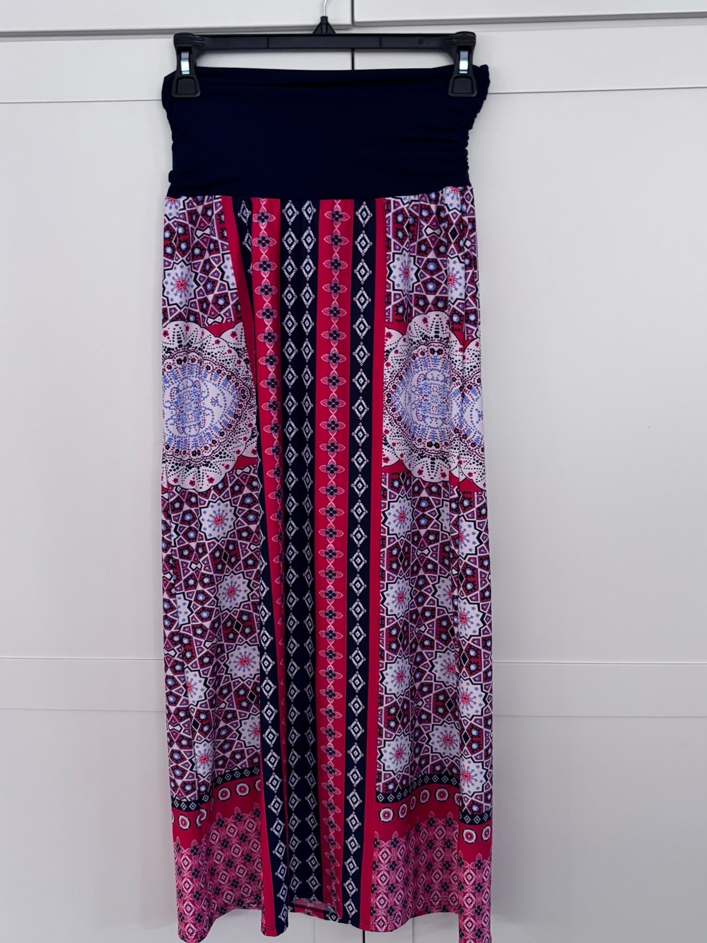 I.N. Studio red white and blue Printed Maxi Skirt